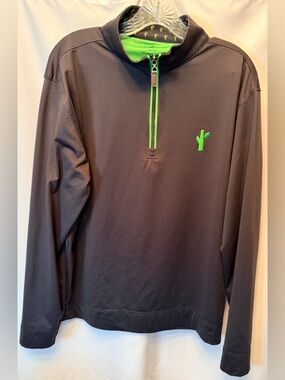 Horn Legend Men's Medium 1/4 Zip Pullover Black Performance Luxe Mock Neck LS